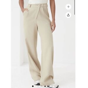 4th Reckless Archer Asymmetric Trousers High Waisted Beige Women's S NEW
